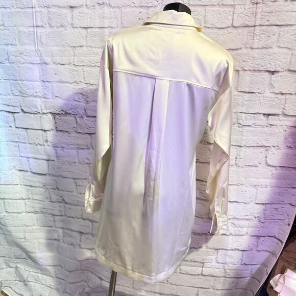 INTEMPO OFF WHITE SATIN SHIRTWAIST DRESS SIZE XS **NWT** - Picture 3 of 7